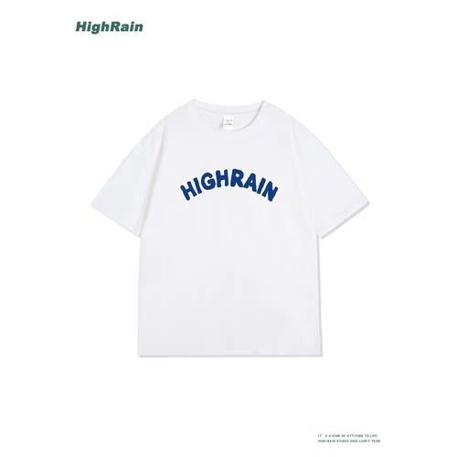 HIGHRAIN夏季风宽松短袖T恤情侣