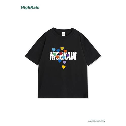 HighRain彩色爱心字母印花T恤男