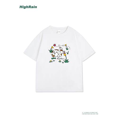 HighRain夏季新款白色短袖T恤潮
