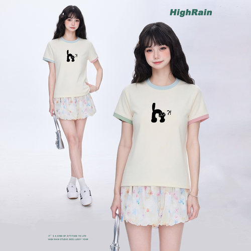 HighRain2026新款甜美少女风撞色