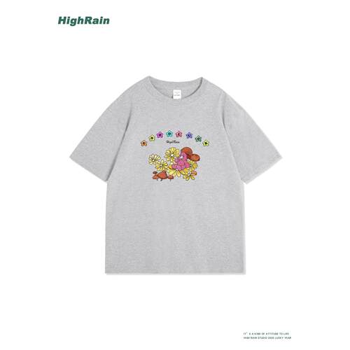 HighRain好运熊花朵蘑菇印花短袖