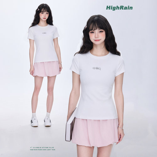 HighRain白色短袖T恤女夏季新款