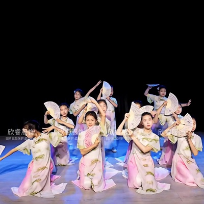 烟雨江南小船谣冠玉舞蹈服城外小月亮演出服儿童古典舞纱衣中国风