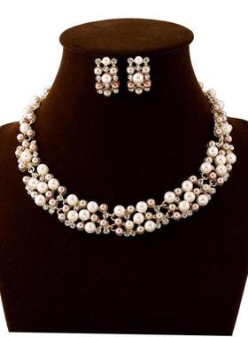 pearl necklaces set earrings jewelry women 珍珠潮女项炼饰品