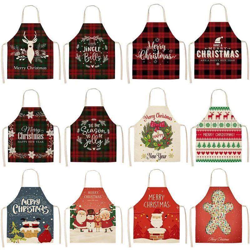 Linen Merry Christmas Apron Christmas Decorations for Home K