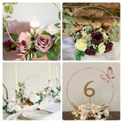 10 Pack Centerpiece Table Decorations Metal Floral Hoops 10
