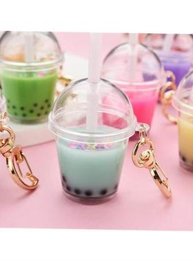 Cute Mini Bubble Tea Keychain For Women Acrylic Simulation