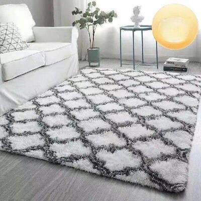 1PC Long Hair Tie-Dyed Thick Plush Carpet Home Living Room