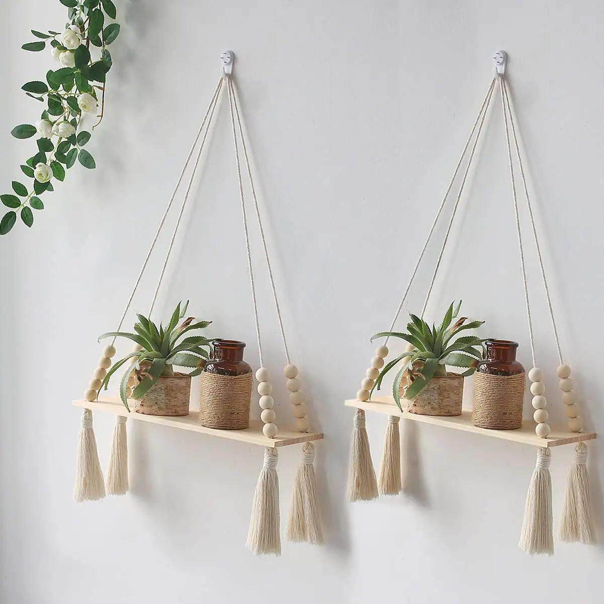 Macrame Wall Hanging Shelf Floating Wall Shelf Boho Home Dec
