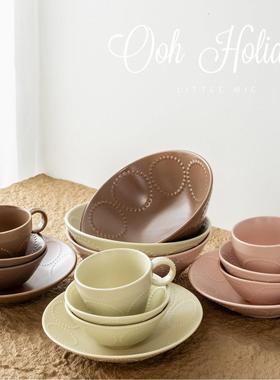 Japanese style tableware relief retro ceramic plate mug