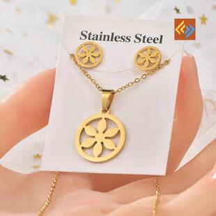 Titanium steel Set Necklace Earrings Stainless Steel Earring