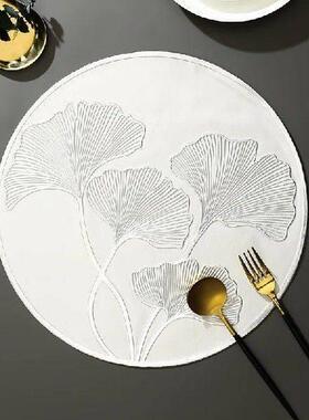6/4pcs Ginkgo Leaf Round Placemats Nordic Home Scald Proof