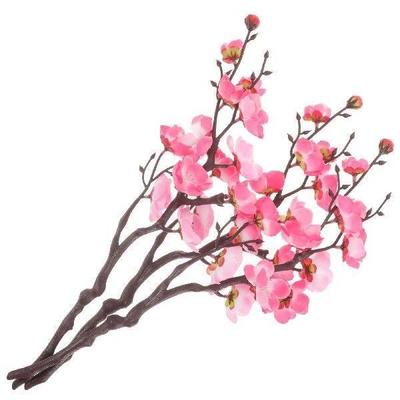 3 Pcs Pink Artificial Plum Blossom Stems Vivid Simulation