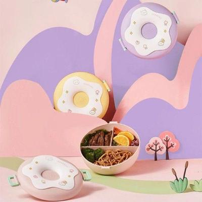 Round Cartoon Plastic Lunch Box Microwavable Bento