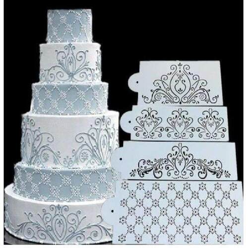 4pcs DIY Cake Decorating Stencils Tasteless Cake Floral
