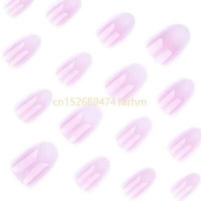 24x Short Round On Simple Press On Pink Gradient False A0ND