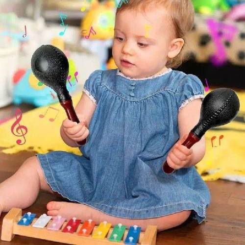 Maracas For Kids 2X Wooden Handle Design Rumba Shakers