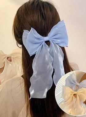 1/2Pcs Princess Ribbon Bow Hair Clips Elegant Women Bow Spri