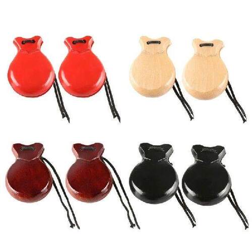 2 Pcs Wood Spanish Castanets Flamenco Dance Castanets with