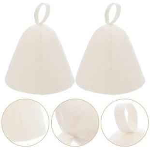 2 Pcs Shower Cap White Supple Head Protector Sauna Hat