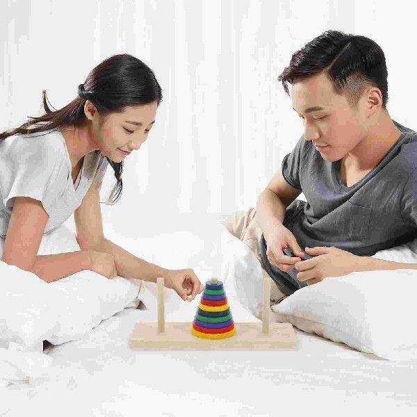 Toy Lu Ban Puzzle Ball Wooden Hanoi of Tower Board Game