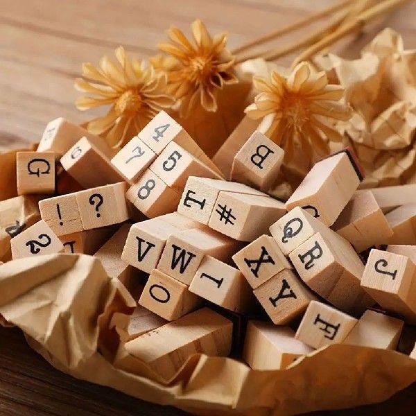 40pcs Alphabet Stamps Vintage Wooden Rubber Letter Standard