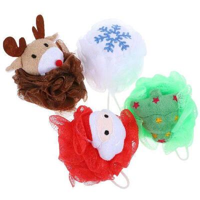 4 Pcs Bath Flower Sponge Body Wash Ball Pouf Scrubber