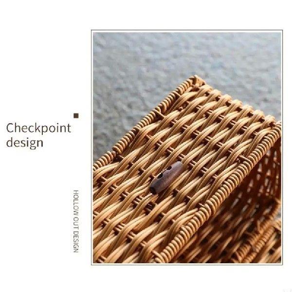 Q1FD Rattan Rectangular Tissue Dispenser Napkin Holder