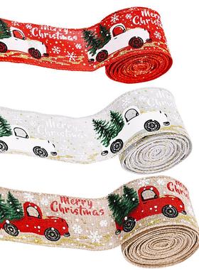 Christmas Ribbon Printed Burlap Ribbons For Gift Wrapping