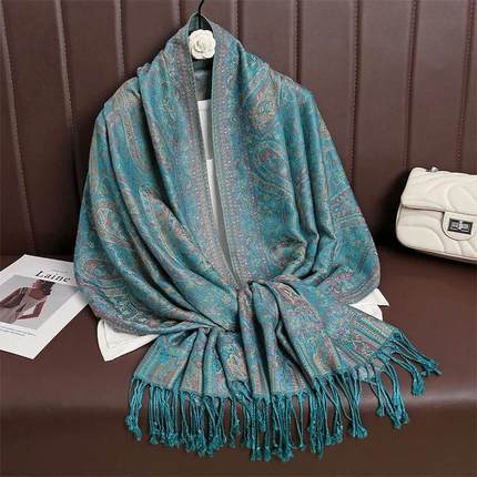 Women Paisley Scarf Cashmere Feeling Pashmina Shawls Tassel