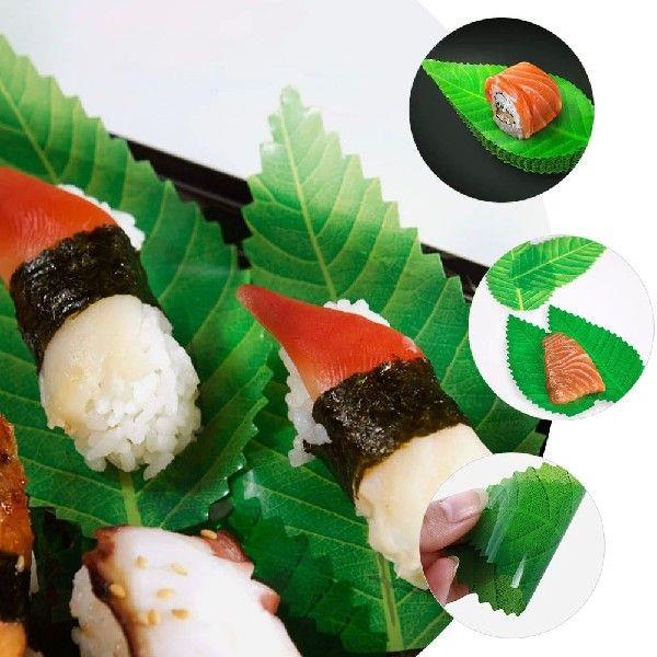 200 Pcs Sushi Decorative Leaves Dish Decoration Reusable