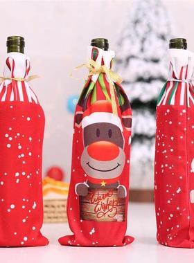 Printed Christmas Decor Bottle Covers, Cartoon Wine Sleeves