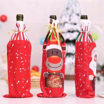 Printed Christmas Decor Bottle Covers, Cartoon Wine Sleeves