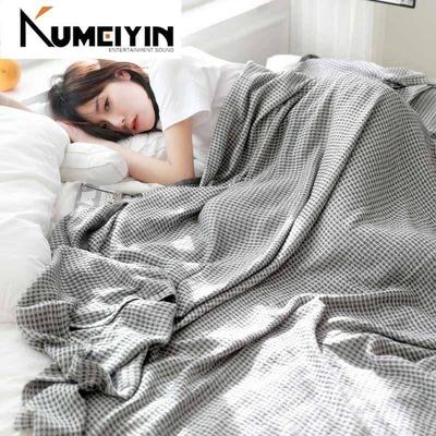 -Bamboo fiber waffle washed summer cool blanket towel blank