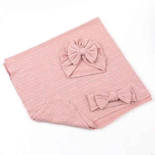 K1MA 3pcs Baby Swaddle Headband and Hat Set Newborn