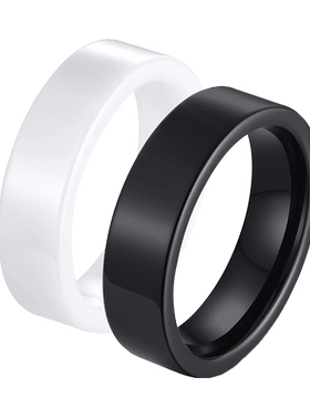 男陶瓷朋克复古食指素圈戒指男士