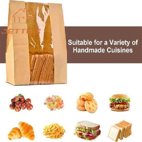 50pcs Kraft Paper Bag With Window Bread Packaging Bags