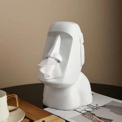1pc Creative Moai Stone Statue, Island Portrait Tissue Box