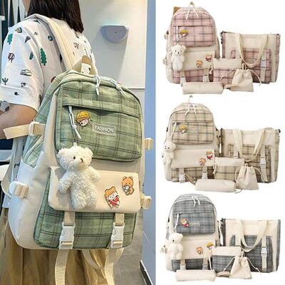 Kawaii Backpack 5 Pcs Set School Bags For Girls Teenager Sch