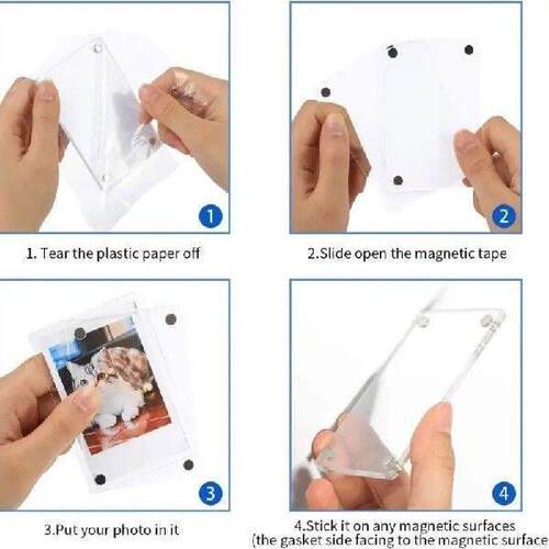 R9JC 5Pcs Acrylic Fridge Magnet Pictures Frame Set Double