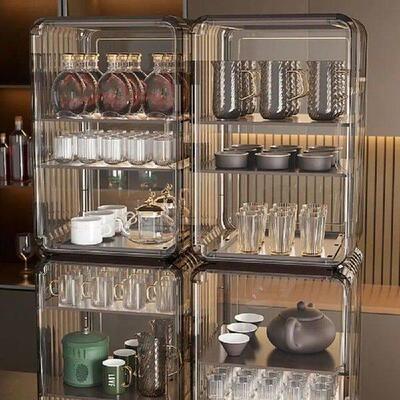 Transparent Cup Storage Rack Sealed Desktop Removable