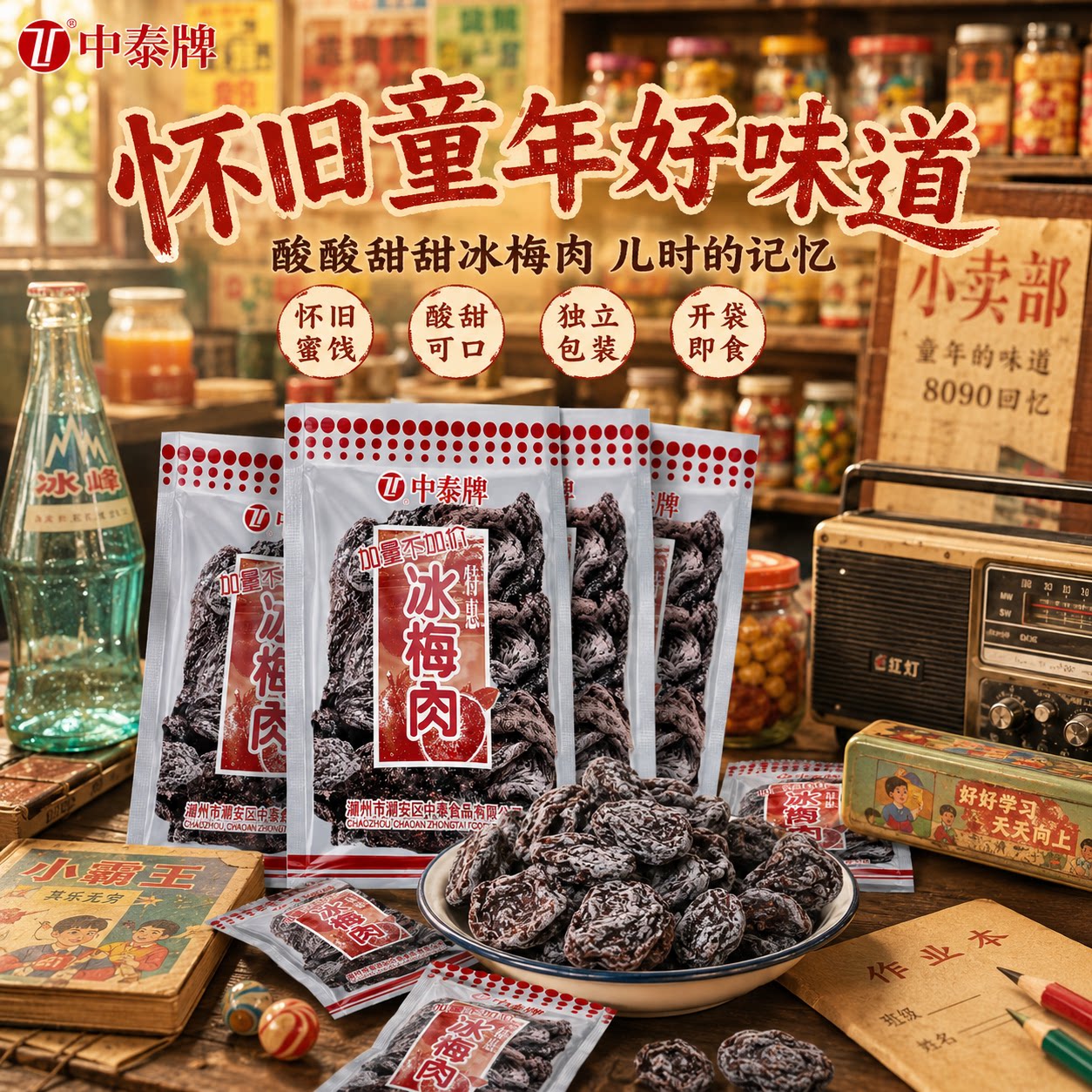 中泰牌冰梅肉酸乌梅无核话梅肉果脯蜜饯果干话梅条怀旧休闲小零食图片