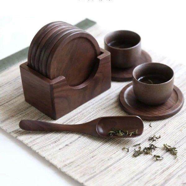 6pcs/set Teaware Japanese Style Wood Coaster Non-slip