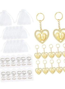 12 Pieces Rhinestones Heart Shaped Footprint Pendant