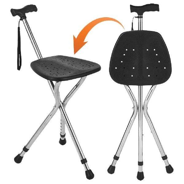 Folding Walking Cane with Seat for Seniors & Adults