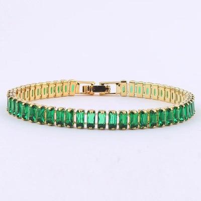 Green Shiny Charm CZ Tennis Bracelet for Women Crystal Zirco
