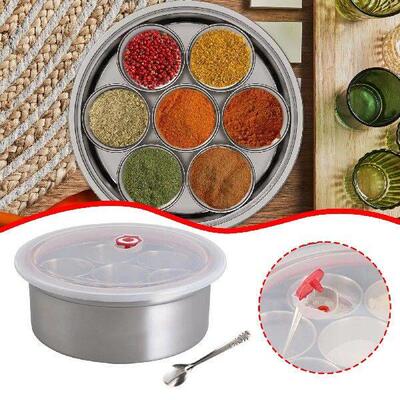 Seasoning Storage Box Round Condiment Jars with Lid Cooking