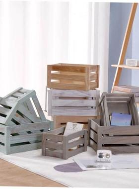Retro wooden crate solid wood storage box wooden frame box