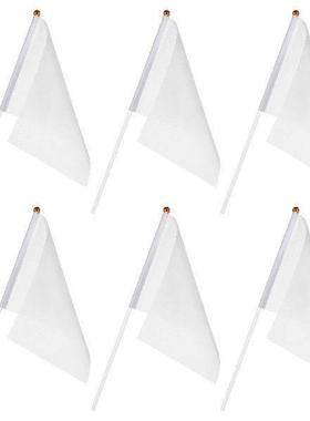 24pcs White Flags Hand Held Flags Hand Waving Referee Flags