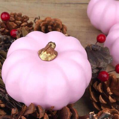 Pink Artificial Foams Pumpkins Lifelike Fake Pumpkin Home